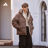 adidas 570蓬双面穿保暖连帽鸭绒羽绒服男女阿迪达斯官方轻运动 岩层深土地棕 L