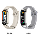米布斯（mijobs）适用小米手环10/9/8表带7/6/5/4/3腕带NFC版硅胶手腕带不锈钢金属保护壳防水防丢柔软舒适男士女生 【简约款】灰色 适用小米6/5/4/3通用