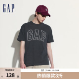 Gap【热卖爆款】男装夏撞色logo圆领短袖T恤纯棉上衣544465 黑灰色 170/92A(M) 亚洲尺码