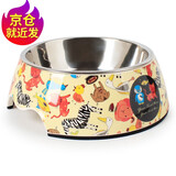 优范 宠物狗狗碗狗盆猫碗 宠物猫狗粮食盆水盆美耐皿树脂不锈钢宠物碗 动物世界 L（适合约25-50斤狗狗）