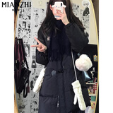 棉致牛角扣中长款棉服女冬季新款棉衣外套女面包服羽棉袄绒服韩版显瘦 6652黑色【高品质70】 L 120-145斤