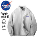 NASA MARVEL夹克男外套春秋季美式立领潮流舒适渐变休闲宽松情侣装 灰色 M