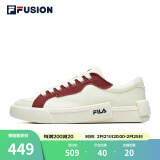 FILA FUSION斐乐女鞋帆布鞋女 低帮板鞋POP轻质帆布鞋休闲运动鞋女 奶白/烧砖红-GF 36