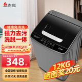 志高全自动波轮洗衣机家用智能洗脱一体小型大容量公寓宿舍出租房 12KG宝石灰【风干洁桶+强力电机+洗脱一体】