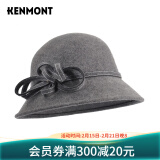 卡蒙（Kenmont）女士帽子冬季时尚潮英伦复古盆帽蝴蝶结小礼帽秋冬大檐帽毡帽2593 灰色 可调节(57cm)