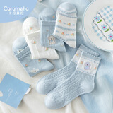 卡拉美拉（Caramella）25年春夏季新品短筒袜子女可爱甜美少女短袜透气棉质中筒袜5双装