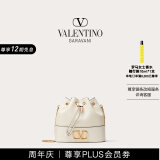 华伦天奴VALENTINO女士 VLOGO SIGNATURE 迷你羊皮水桶包 浅象牙白色 均码