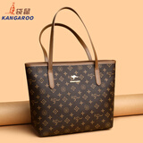 袋鼠（KANGAROO）托特女包2025韩版时尚印花手提包大容量单肩包上课女包通勤大包 大包咖啡色