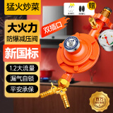 法力威 液化气减压阀煤气罐防爆家用燃气低压阀新国标0.6安全安全阀商用 【双插口】大流量1.2带表
