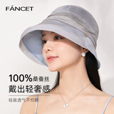 凡饰（FANCET）桑蚕丝遮阳帽女夏优雅卷边帽子轻薄真丝防晒渔夫帽生日礼物送长辈