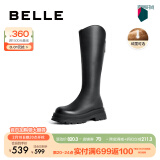 百丽（Belle）周雨彤白鹿同款显瘦小V靴长筒靴女商场同款弹力靴A1V1DDG3 黑仙草（绒里） 36 (230mm)