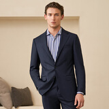 Guillaume de Mons澳嘉纯羊毛西服男商务正装男士三件套新郎结婚礼服正装西装套装男 升级版 藏青色【上衣+西裤】 54 码（西裤尺码请备注）