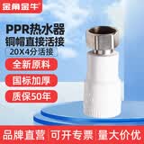 金角金牛ppr水管配件4分20 6分25家用自来水水管活接头暖气管配件 20PPR*4分活直接热水器（加厚铜冒）