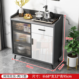 唯旺岩板餐边柜现代简约客厅小户型储物收纳玻璃门实木餐厅玄关茶水柜 【玛尼灰岩板+玻璃】长68宽32
