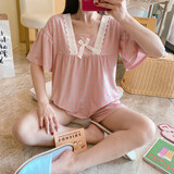 伊棠朵睡衣女夏季女生短袖短裤韩版甜美公主风学生可爱两件套睡衣家居服 13奶牛新-短/HQ 2XL 【125-145斤】