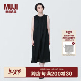 无印良品 MUJI 女式强捻无袖连衣裙女装连身裙子夏季纯棉全棉长裙BC2JNC4S 黑色 XL (165/92A)