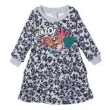 高田贤三 KENZO KIDS 奢侈品童装 女童混纺连衣裙灰色老虎刺绣 KM30067 25 1A/1岁/75cm