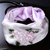 忆元锦绣苏绣丝巾送礼妈妈绣花真丝围巾女桑蚕丝百搭长款苏州丝绸旗袍披肩 绣球花-浅粉色