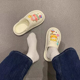 叶余卡通可爱洞洞鞋女超软厚底防滑2025夏季新款包头拖沙滩鞋男情侣款 海绵宝宝白色 40-41 【偏小】