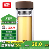 富光 男女士双层玻璃杯 高硼硅玻璃304茶隔水杯子 带茶隔泡茶杯500ml