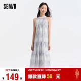 森马（Semir）观园吉联名连衣裙女肌理国风夏2024收腰宽松挂脖长裙109324114021