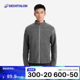 迪卡侬（DECATHLON）保暖户外抓绒衣外套男女运动宽松秋摇粒绒外套冲锋衣内胆 男款-全拉链-深灰色 L