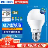 飞利浦（PHILIPS）LED灯泡节能灯超大球泡光源E27大螺口灯饰电灯泡替换白炽灯超亮 1级能效-15W-3000K E27螺口