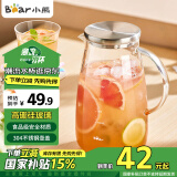 小熊伊万（BEAREWAN）家用凉水壶 高硼硅玻璃杯1.5L 大容量冰箱冷水壶杯子啤酒杯