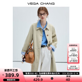 VEGA CHANG风衣女款2025新款春秋英伦风中长款宽松外套 卡其色-现货48小时发 M