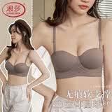 浪莎半杯内衣女士小胸聚拢显大无钢圈隐形无痕文胸罩 咖色 34ABC通杯