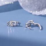 LnieerS999足银方形几何耳扣女小众设计高级感耳环养耳洞免摘耳钉银耳圈 几何耳扣【999足银】