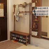 青栌全实木换鞋凳衣帽架入户门落地挂衣架鞋架组合一体玄关门厅置物架 80cm-胡桃木色-加粗进口橡胶木 11挂钩+全3A进口橡胶木+送货上门