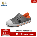 Skechers斯凯奇儿童凉鞋夏季男童女童洞洞鞋溯溪防滑包头大童沙滩鞋91995L 男童/炭灰色/橘色/CCOR 32