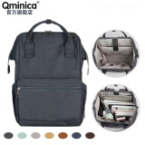 QminicαQminica学生双肩包大容量旅行背包新款休闲商务单肩包防泼水轻便 石墨灰-大号