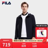 斐乐（FILA） 官方黄景瑜同款男子针织连帽外套时尚简约商务休闲男装夹克 正黑色-BK 3XL 190/108A