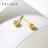 谢瑞麟（TSL）七夕礼物黄金耳钉黄金圆球光面耳钉YK259 约1.35克