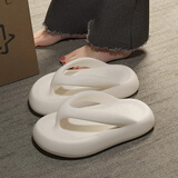 心楠厚底人字拖女夏季2025新款黑显高海边凉鞋沙滩夹脚拖鞋可外穿 白色38-39【适合37-38的脚】