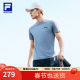 斐乐（FILA）官方男子短袖T恤夏季简约圆领运动男装上衣休闲针织套头衫 铁漆蓝-DB M 170/92A