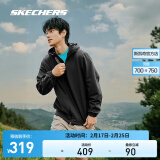 斯凯奇（Skechers）春夏款男子防泼水连帽外套加厚保暖休闲运动户外登山服夹克风衣男 P423M151-0018碳黑 XL