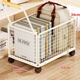 澳洺源落地可移动小推车书包整理架学习桌下放书本神器学生书本收纳柜子 白色-大号