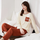 顶瓜瓜顶呱呱睡衣女士纯棉春夏圆领长袖可外穿家居服套装女21966 180