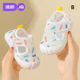 婧麒（JOYNCLEON）婴幼儿学步鞋夏季新款男女宝宝鞋子软底防滑小童透气网鞋夏款凉鞋 米色 11.5 cm内长