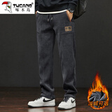 啄木鸟休闲裤男秋季时尚百搭加绒直筒裤男显瘦宽松裤子秋季男休闲长裤男 261灰色加绒 XL 建议120-150斤