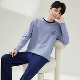 顶瓜瓜顶呱呱睡衣男士纯棉春夏圆领长袖可外穿家居服套装男175