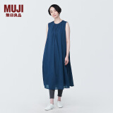 无印良品 MUJI 女式强捻无袖连衣裙女装连身裙子夏季纯棉全棉长裙BC2JNC4S 藏青色 S (155/80A)