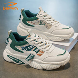 德尔惠（DEERWAY）老爹鞋男鞋2025秋冬季鞋子男士低帮厚底增高潮流运动鞋 米绿 43
