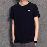 阿迪达斯（adidas）短袖男女款官方 新款运动服宽松圆领舒适透气休闲舒适T恤 时尚黑/小logo【夏日主推】 L