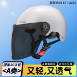 雀石3C认证头盔电动车 夏季防晒通风半盔 新国标A类电瓶车安全帽男 女四季通用 轻 灰色-【赠茶色长镜】 新国标A类3C认证166