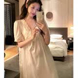 俞兆林睡裙女春秋季法式纯欲性感V领蕾丝花边高级冰丝长袖睡衣可外穿