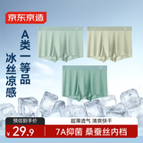 京东京造男士内裤男冰丝平角裤抗菌宽松大码中腰u凸四角短裤头1条 L